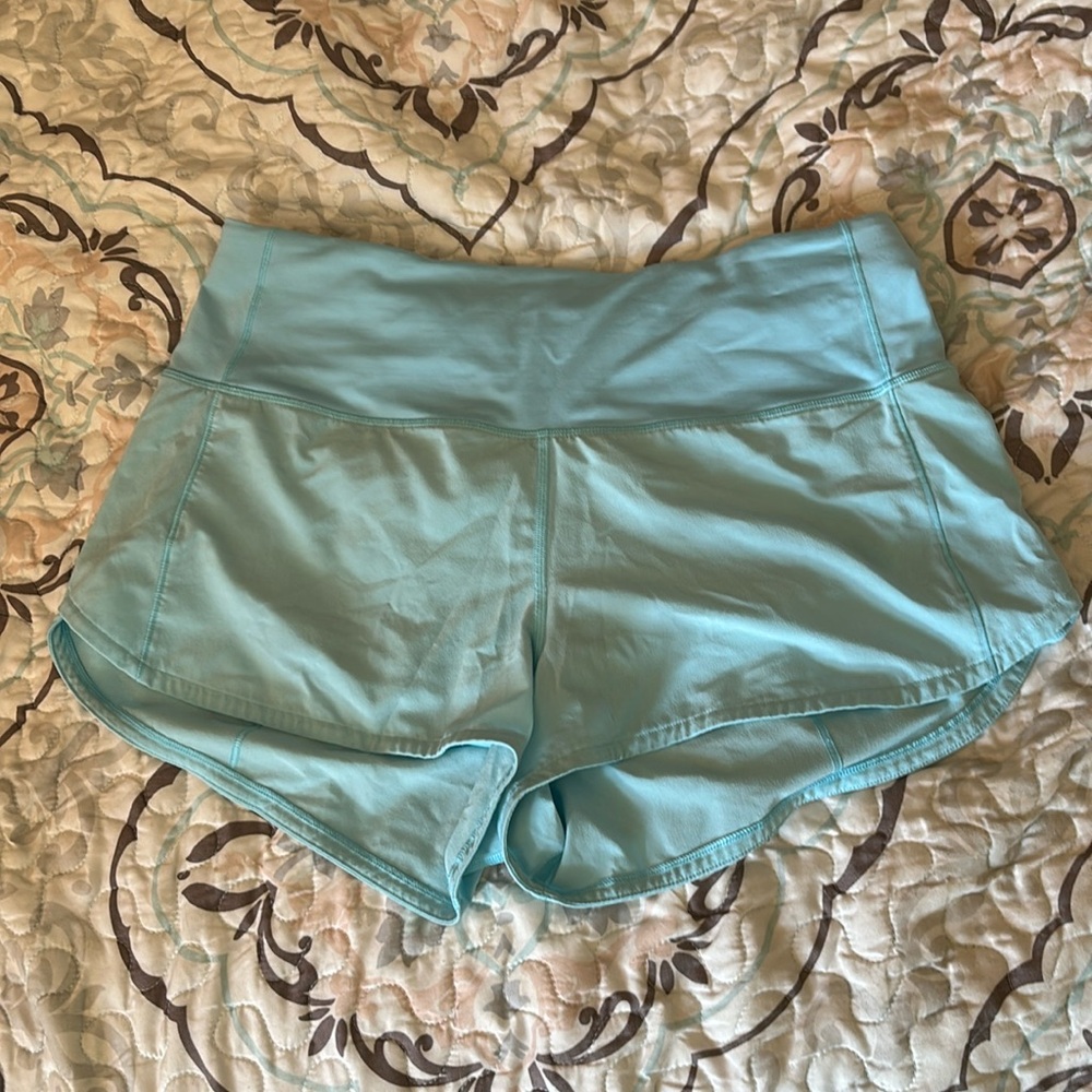 RARE Lululemon Speed Up High-Rise Lined Short 2.5" Cyan Blue size 8